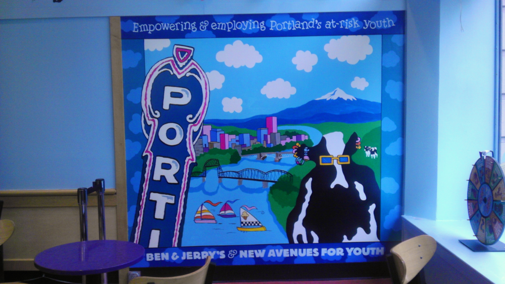 Ben & Jerry's Ice Cream, interior mural, Downtown Portland