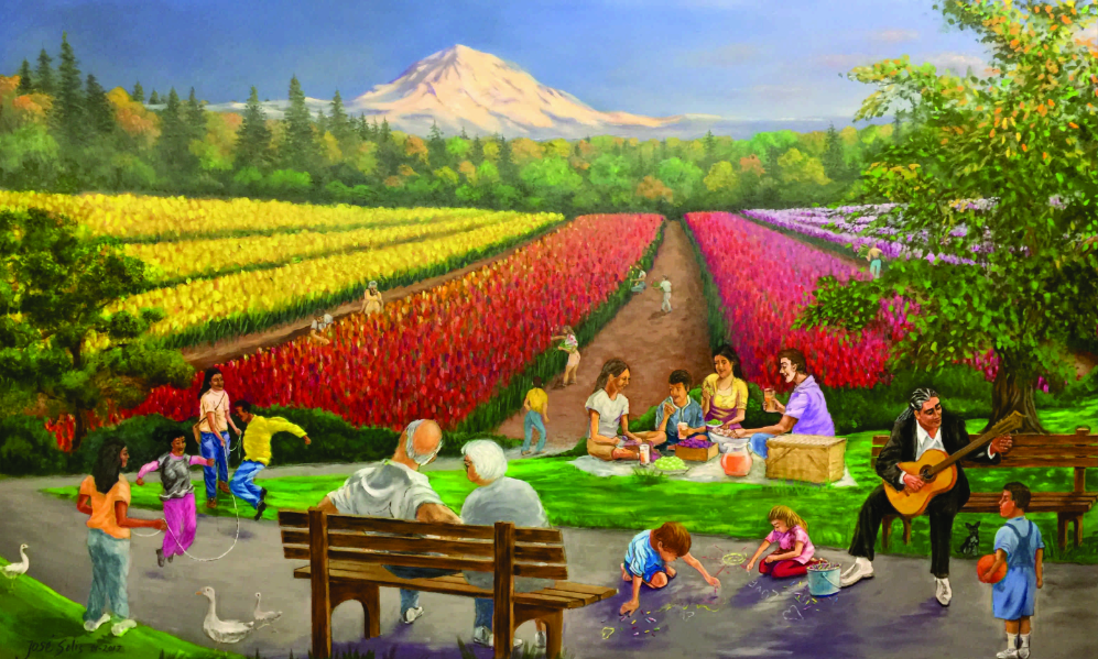 “Valley of Tulips” mural at Lancaster Family Clinic, Salem Oregon